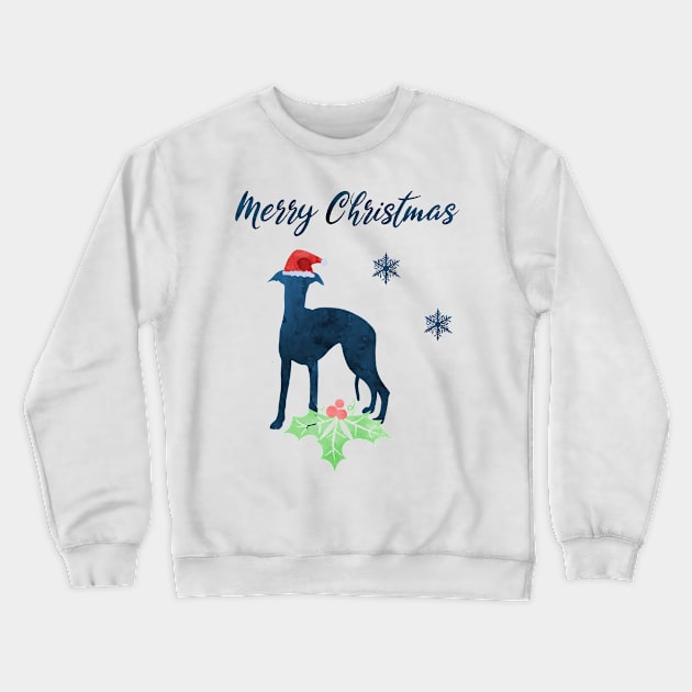 Merry Christmas Whippet Art Crewneck Sweatshirt by TheJollyMarten